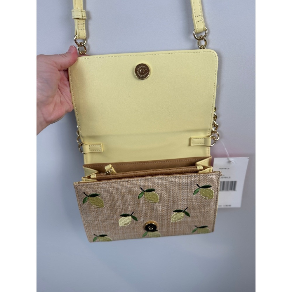 NEW Betsey Johnson Lemon Motif Embroidered Straw Texture Crossbody Bag - Picture 4 of 9